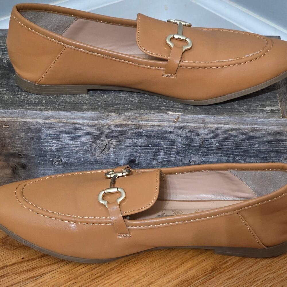London Rag Tan Horsebit Loafers Pointed Toe Flat Slip On Shoes Size 9-9.5